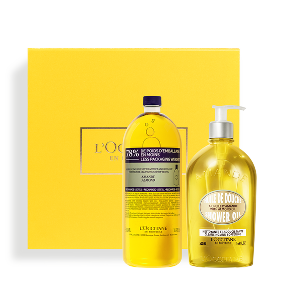 almond shower oil luxury refillable duo