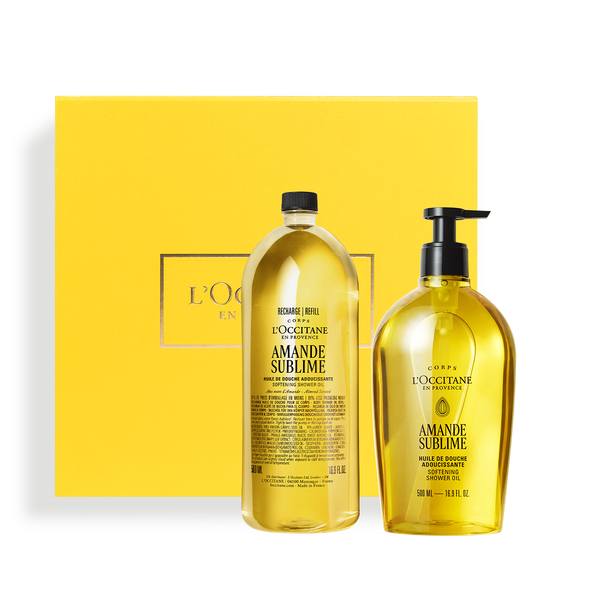 almond shower oil luxury refillable duo