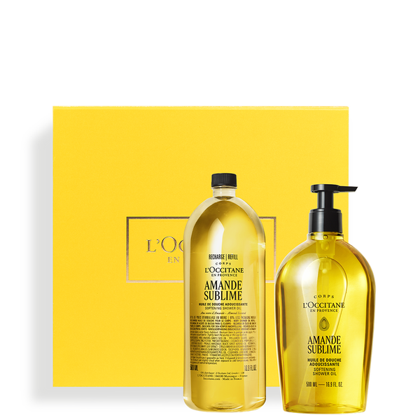 almond shower oil luxury refillable duo